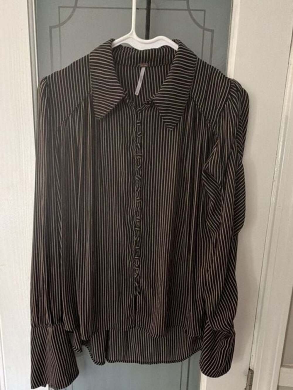 Free People Striped Long Sleeve Button Down Blouse Size S